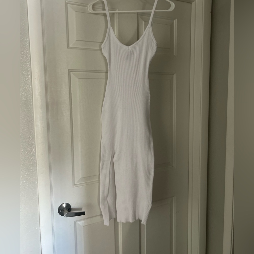 Windsor White Ribbed Midi Dress